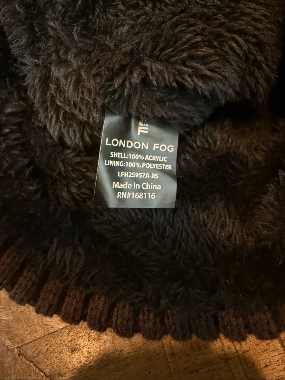 London Fog Women’s Cable Knit Pom Beanie - Dark Brown